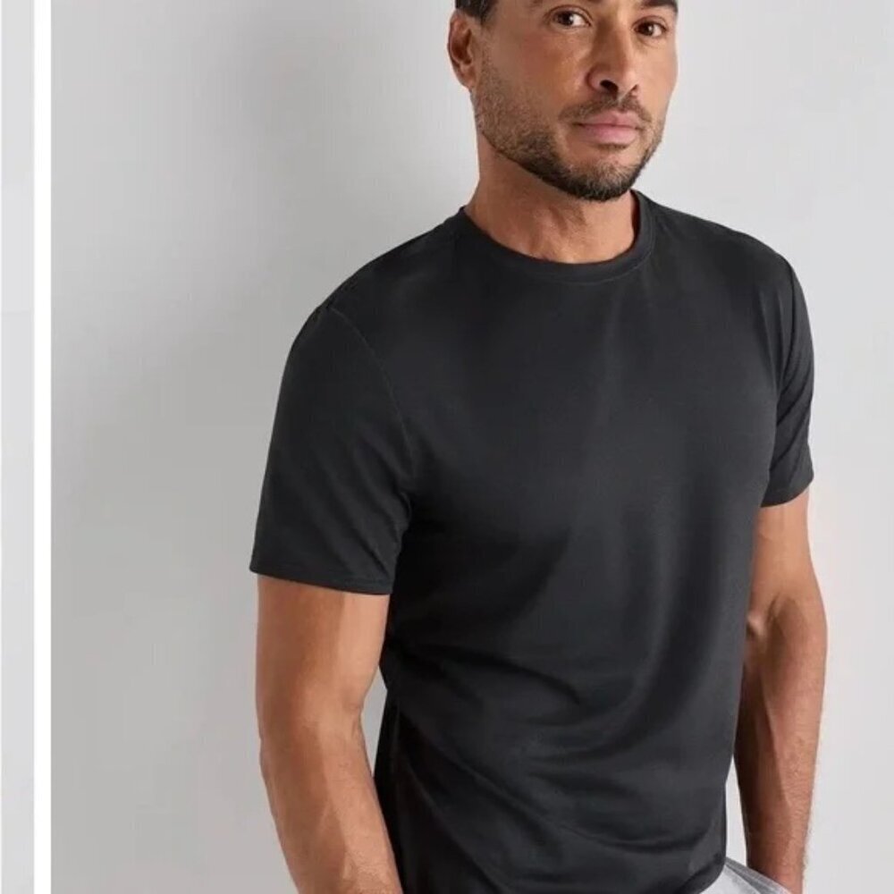 Quince Flowknit Breeze Performance Tee Athleisure Training in True Black 2XL